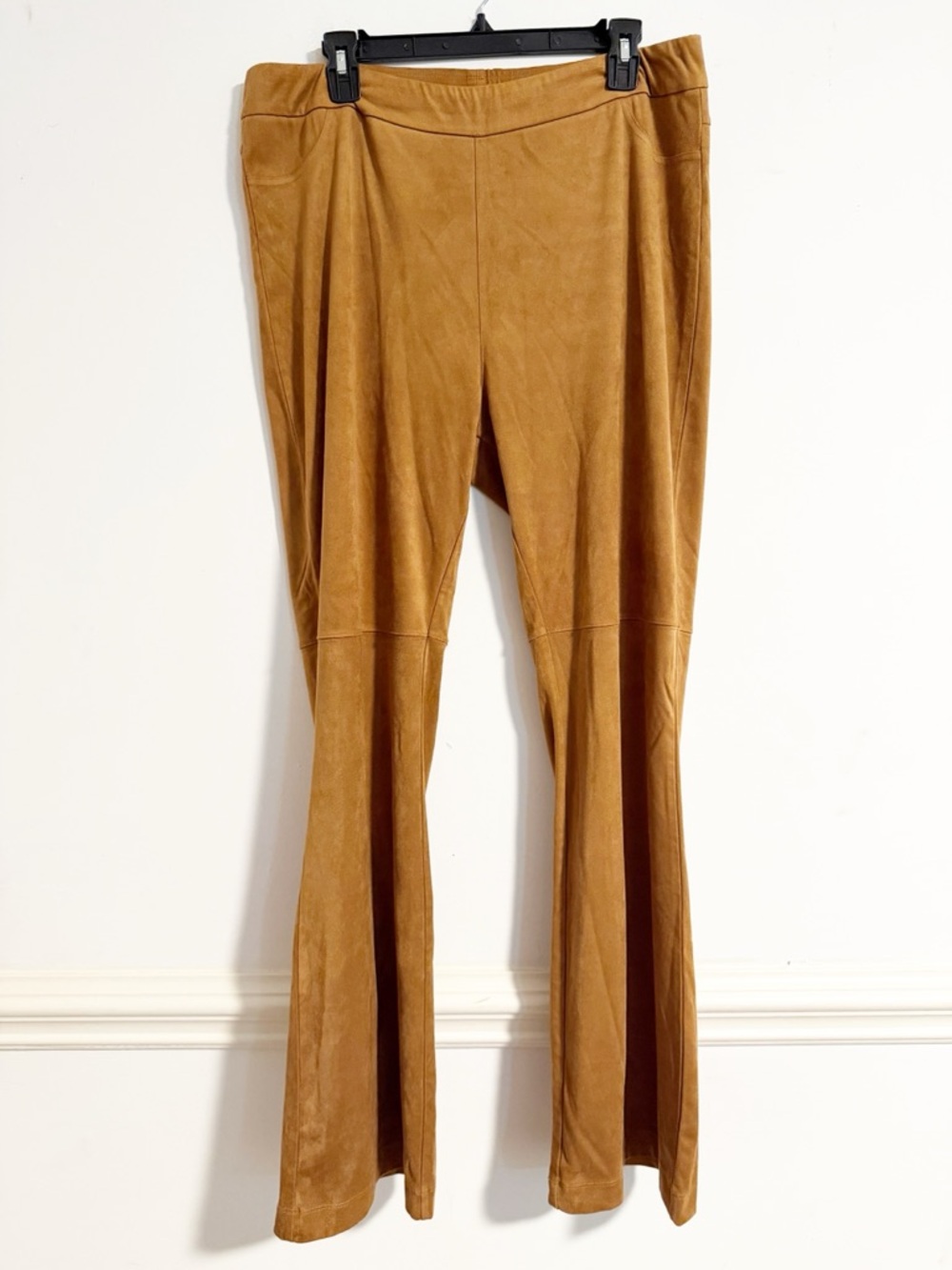 Soft Surroundings Brown Faux Suede Pull On Flare Pants Size L Large